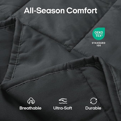 ZonLi Weighted Blanket (60"x80", 20lbs, Dark Grey) Queen Size Weighted Blanket for Adults, High Breathability Heavy Blanket, Soft Material with Premium Glass Beads