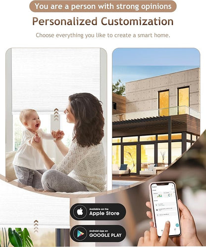 Kincmo Motorized Blinds with Remote,100% Blackout Motorized Roller Shades Work with Apple Homekit,Alexa,Google, Custom Electric Blinds with App,Voice Control (Serene White)
