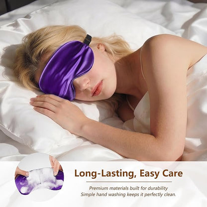 Sleep Mask Silk Eye Mask for Men Sleeping Mask, Adjustable Elastic Strap for Night Shading Sleep Mask, Soft and Comfortable for Both Men and Women (Purple)