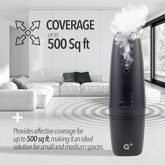 AROMAR Waterless Plug-in Aroma Diffuser - Cold-Air Essential Oil Machine, App-Controlled, Covers 500 Sq.Ft - 'New York' Scent Included - Perfect for Home, Office, & Business use - Black