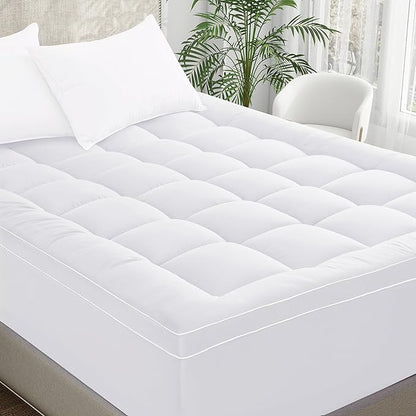3 inch Mattress Topper King Size Pillow Top - Extra Thick Padded Mattress Pad & Protector, Breathable Fitted Deep Pocket 8-21, Ultra Soft & Supportive 1100GMS