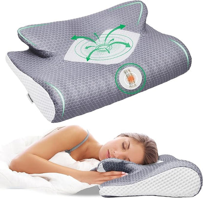 Cervical Neck Pillow for Sleeping, Memory Foam Pillows for Neck and Shoulder Pain. Hollow Design Odorless Memory Foam Pillows, Ergonomic Orthopedic Support Pillow for Side Sleepers, Back and Stomach