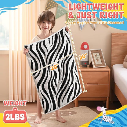 anfie Weighted Lap Pad 2 Pounds, Weighted Blanket Kids(20"*30") Cooling Blanket for Sleeping,Weighted Throw Blanket for Travel Indoor Outdoor (White Zebra)
