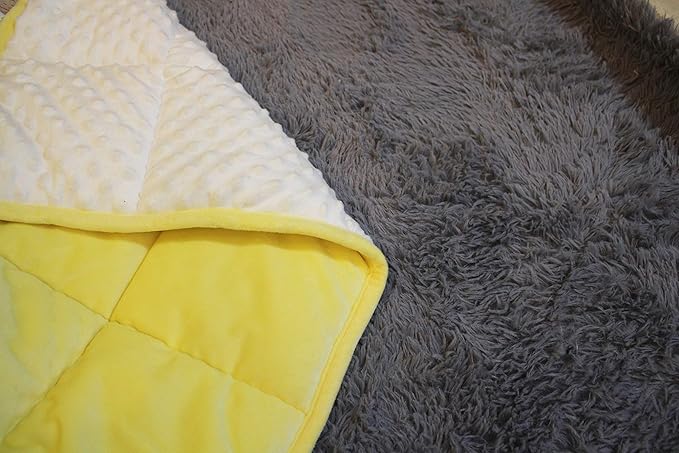 ALANSMA Reversible Weighted Blanket for All Season, Luxury Velvet, Warm and Cool, Adult 7Lb Yellow Weighted Blanket, Enjoy Sleeping Anywhere (Light Yellow, 40''x60'' 7lbs)