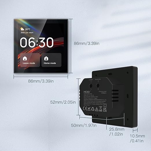 Smart Switch Smart Light Switch Scene Wall Switch Panel 100 to 240V with 4 Inch Touch Screen and Voice Control for Smart Home Control (Compatible with ZigBee and BT Devices)