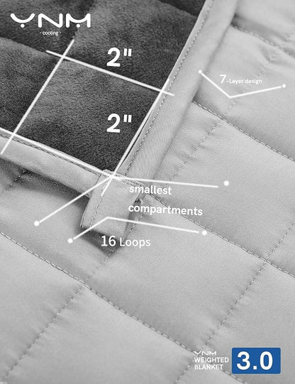 YnM Cooling Weighted Blanket for Adults, Cooling & Cozy Velvet Dual-Sided, 25lbs Heavy Bed Throw for Couple, Four Seasons Use (88x104 Inches, Queen or King Bed, Dark/Light Gre)