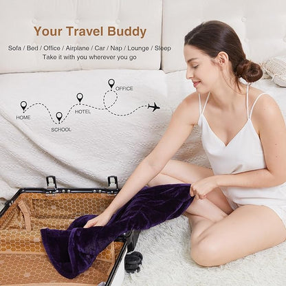 Alomidds Weighted Lap Blanket 7lbs, Cozy Breathable Flannel Weighted Lap Pad for Adults, Small Weighted Blanket for Travel, Sleeping, Couch, Purple, 29" x 24"