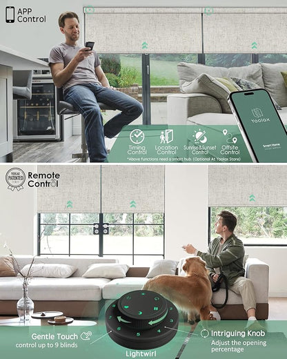 Yoolax Motorized Blinds with Remote, Smart Blinds for Windows Blackout Automatic Shades Work with Alexa Remote Control Roller Window Shades with Valance, Custom Size (Linen Beige)