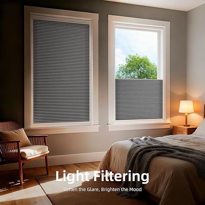 ZSTARR Motorized Skylight Shades Blackout Cellular Honeycomb Electric Blinds with Solar Panel Cordless Rechargeable with Remote for Roof and Slanted Windows Custom Size (LF Gravel)