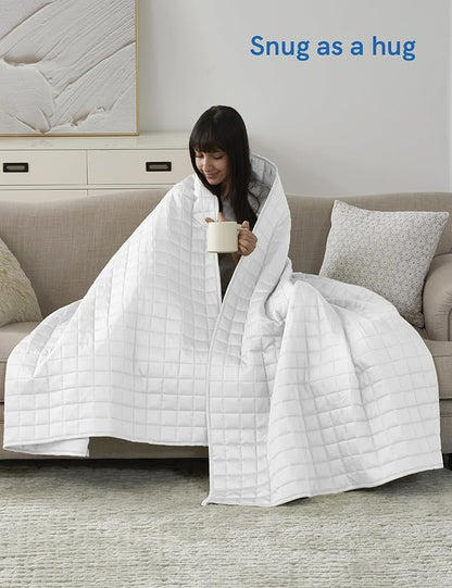 YnM King Size Cooling Weighted Blanket for Adults (88x104 Inches, 20 Pounds, White), Perfect for Hot Sleepers with Cooling Rayon/Glass Beads, Heavy Bed Blanket for Couple on Queen or King Bed
