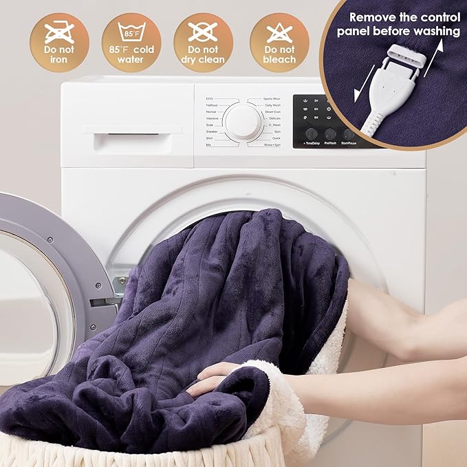 EHEYCIGA Heated Blanket Electric Blanket Queen Size - Heating Blanket with 9 Heating Levels & 10 Hours Auto Off, Soft Cozy Sherpa Washable Dual Control Blanket with Fast Heating, 84 x 90 Inches
