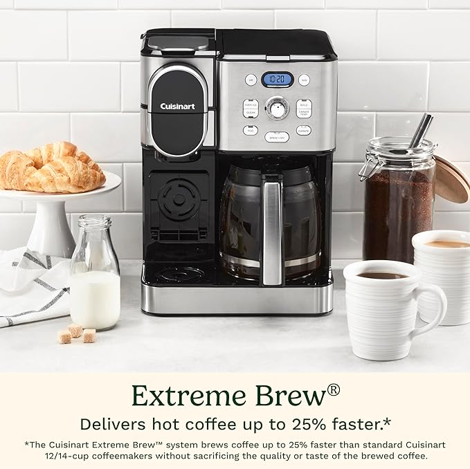 Cuisinart 12-Cup Coffee Maker, Single-Serve Brewer Glass Carafe, Automatic Hot & Iced Coffee Machine, Brew Strength Control and Pause, SS-16, Stainless Steel