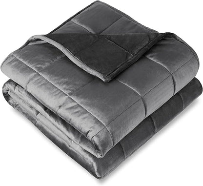 Bare Home Weighted Blanket Twin or Full Size 7lb (40" x 60") - Minky Fleece - Premium Heavy Blanket Nontoxic Glass Beads (Grey, 40"x60")