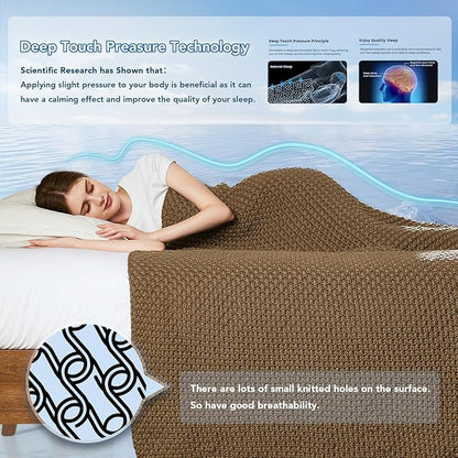Topcee Knitted Weighted Blanket - 50"x60" 5lbs Cooling Chunky Knit Heavy Blanket for Adults Cable Yarn Knit Decorative No Beads Soft, Cozy and Cooling Weighted Throw Blankets Machine Washable