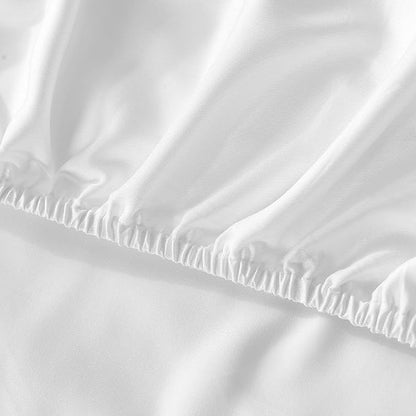 YnM Bed Sheet Set with 100 Percent Cotton, 400TC Fabric with 2 Pillowcases and Flat Sheet, Deep Pocket Fit 19'', Silky-Soft & Sweat Wicking, 4 Piece (Ca King, White)