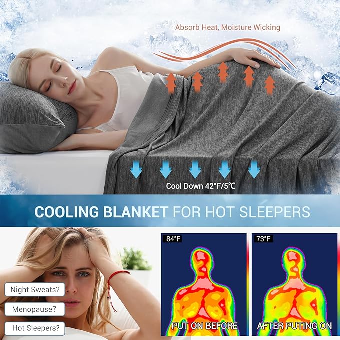 Marchpower Cooling Blanket for Hot Sleepers, Arc-Chill Cooling Blanket for Kids Double-Sided Cooling, Japanese Cooling Fiber Absorbs Body Heat, Lightweight Soft Cold Blankets for Sleeping Summer