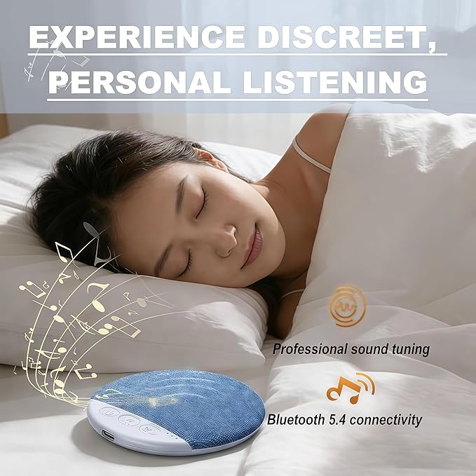 2026 New Sleep Pillow Speaker, Bluetooth Pillow Speaker with White Noise Timer Wireless Sleep Aid with Stereo Bass Private Sleep Headphones for Adult Kids (B)
