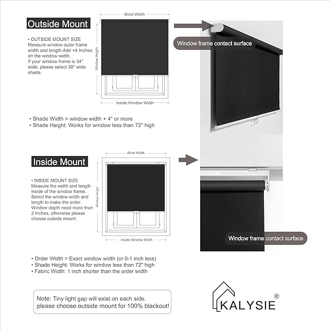 Cordless Roller Shades 100% Blackout Blinds for Windows and Doors, Pull Down Room Darkening Window Shades, Easy to Install for Home and Office, Black, Fixed 75 Inches High, 42 Inches Width