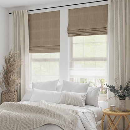 Motorized Day Night Roman Shades with Remote, Cordless Smart Blackout or Light Filtering Double Roman Blinds, Automatic Window Blinds for Home, Office, 49" W x 48" H