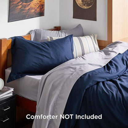 Bedsure Duvet Cover Twin/Twin XL Size - Soft Double Brushed Bedding Set for Kids & Adults, Zipper Closure, 2 Pieces, Includes 1 Duvet Cover (68"x90") & 1 Pillow Sham, NO Comforter, Navy Blue