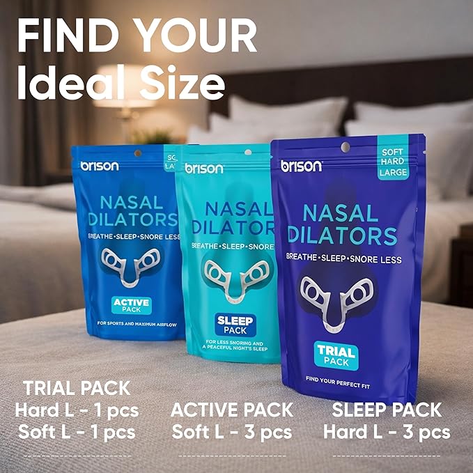 Brison Nasal Dilators for Breathing and Sleeping - 3 Pack Anti Snoring Nose Vents Opener for Better Breathing Sleep ing and Activity Improves Airflow - Soft, Transparent