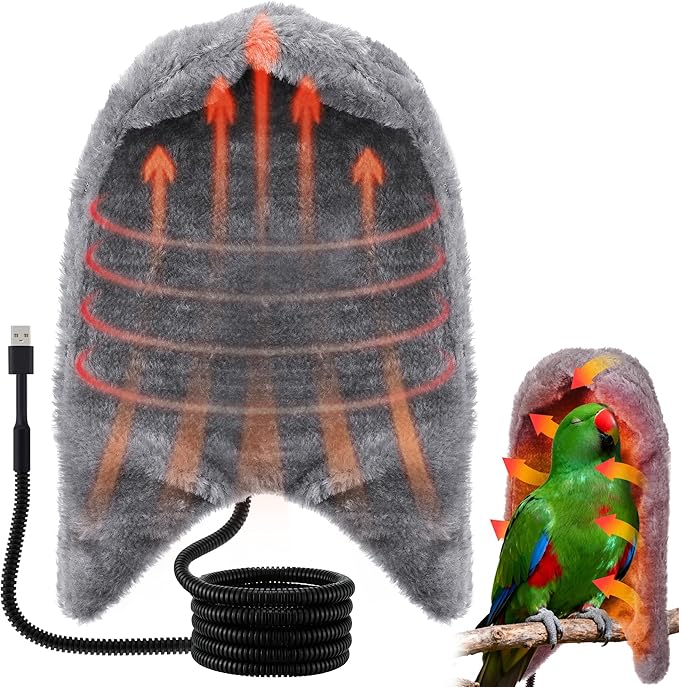 Dreyoo Snuggle Up Bird Cage Heater for Parrot and Small Birds,5V Low Voltage Heated Bird Perch with Constant Temperature Control & Anti Bite Line, Cozy Corner Warmer Blanket Cage Accessory(11.2"× 7")