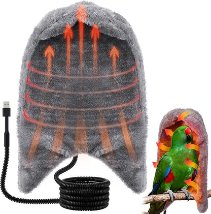Dreyoo Snuggle Up Bird Cage Heater for Parrot and Small Birds,5V Low Voltage Heated Bird Perch with Constant Temperature Control & Anti Bite Line, Cozy Corner Warmer Blanket Cage Accessory(11.2"× 7")