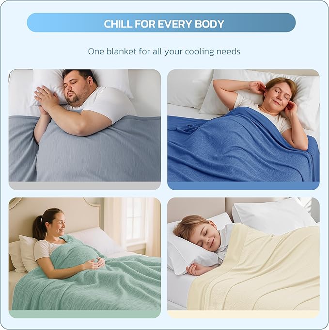 Degrees of Comfort Cooling Blanket - Q-Max >0.4 Double Sided Summer Cold Blanket for Hot Sleepers & Night Sweats, Breathable Cooling Blanket Keep Cool for Adults Kids 60"x90",Beige