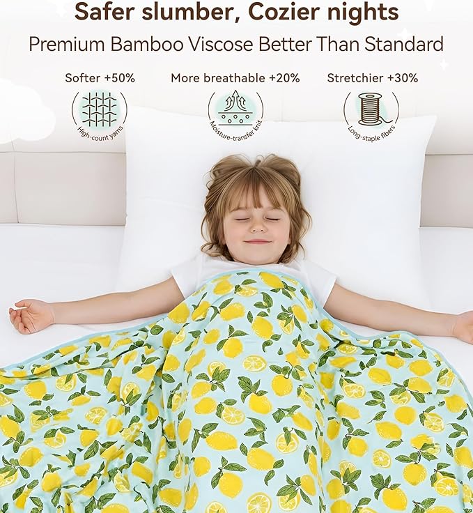 Premium Baby Blankets, Soft Viscose from Bamboo Blanket for Boys and Girls, Nursery Crib Bedding Quilt for Newborn and Toddler, Cooling for Hot Sleepers, 50'' x 50'' Lemons