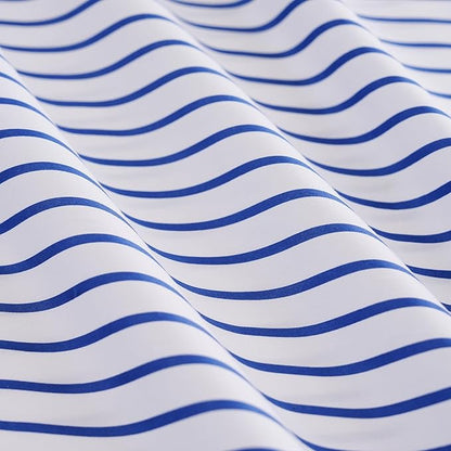 Twin Blue Striped Bed Sheet Set 3 Piece with 16-Inch Deep Pockets- Super Soft & Wrinkle Free Stripe Bed Sheets - Hotel Luxury Blue White Striped Pinstripe Bedding for All Season