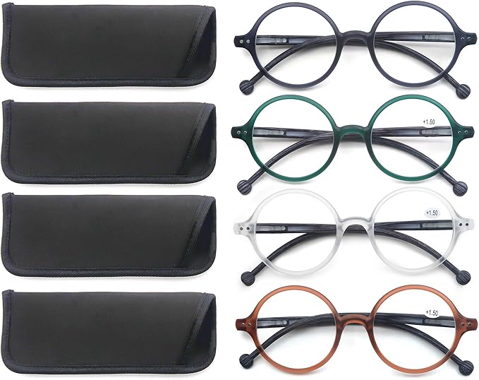 Round Reading Glasses Women Men Blue Light Blocking Circular Readers Unisex Ultra Lightweight Circle Cheaters Glasses