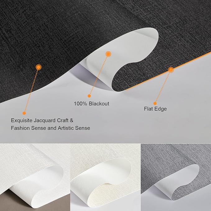 Persilux Custom Size Free-Stop Cordless Blinds for Indoor Windows with Cover, Window Shades Blackout Roller Blinds, Thermal Insulated Fabric UV Protection for Kitchen, Office, Living Room, Black