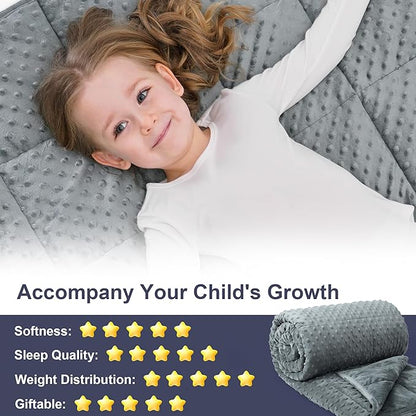 Alomidds Weighted Blanket, Luxury Velvet Weighted Blankets for Adults and Kids,Warm and Breathable Soft and Comfort Minky, Cute Heavy Blanket with Premium Glass Beads (36"x48" 5LBS, Grey)