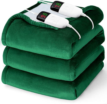 Heated Electric Blanket King Size - 90" x 100" Heating Blanket with Dual Control, 10 Heating Levels & 8 Hours Auto Off, Soft Warm Flannel Blanket, Christmas Birthday Gifts for Senior Grandma