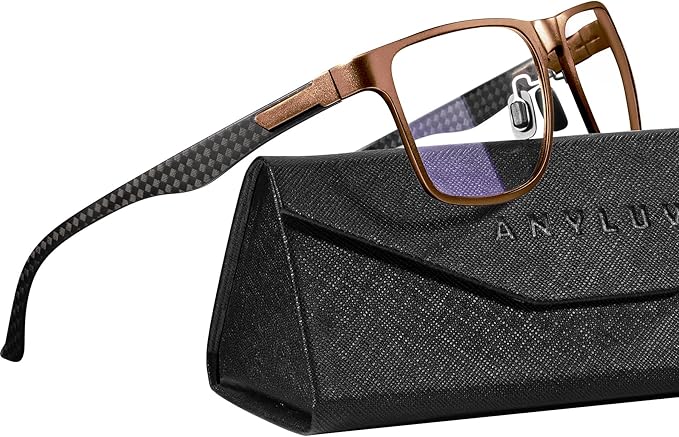 ANYLUV Blue Light Blocking Glasses Men Computer Gaming Glasses Lightweight Al-Mg Metal Anti Eyestrain Eye Protection