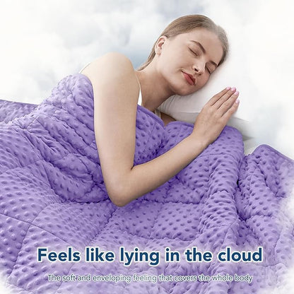 Topcee Weighted Blanket for Adults (15lbs 48"x72"), Minky Dots Heavy Blanket for Woman, Man Sleeping, Soft, Cozy and Cooling Weighted Throw Blankets, Machine Washable, Purple