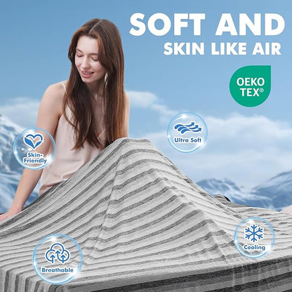 Marchpower Cooling Blanket for Hot Sleepers for Kids, Double Sided Arc-Chill Cooling Fabric Q-Max>0.5, Cooling Blanekt for Hot Flashes and Night Sweats, Cool Blanekt Cold Blanket for Summer Grey