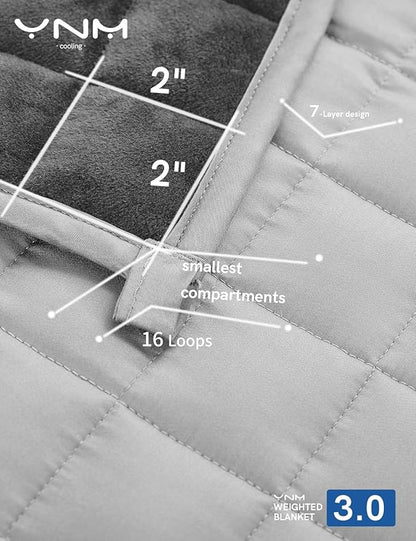 YnM Cooling Weighted Blanket for Adults, Cooling & Cozy Velvet Dual-Sided, 20lbs Heavy Bed Throw for One Person of 190lbs, Four Seasons Use (60x80 Inches, Queen Bed, Dark/Light Grey)