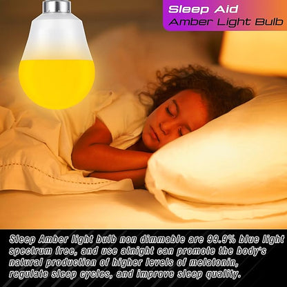 E12 Candelabra Base Amber Sleep Light Bulbs 1.5w, 1800k Low Brightness Night Light Bulb 15 Watt Equivalent, E12 G45 Warm Amber Light Bulbs 130lm for Healthy Sleep, Bedroom, Non-Dimmable, 4 Pack