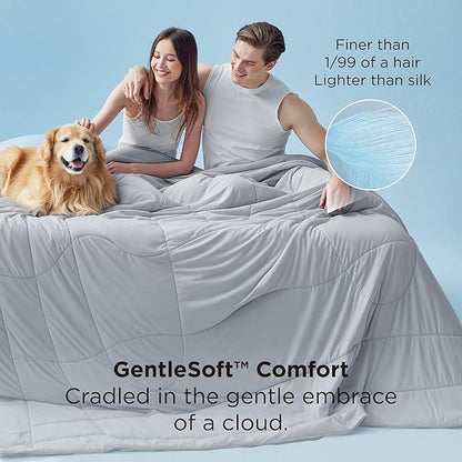 Bedsure Cooling Comforter King Size - Cooling Blankets for Hot Sleepers, Lightweight Comforter for Summer with Dual-Sided Cool Tech, Soft Breathable Cold Blanket for Sleeping, Grey, 102x90 Inches