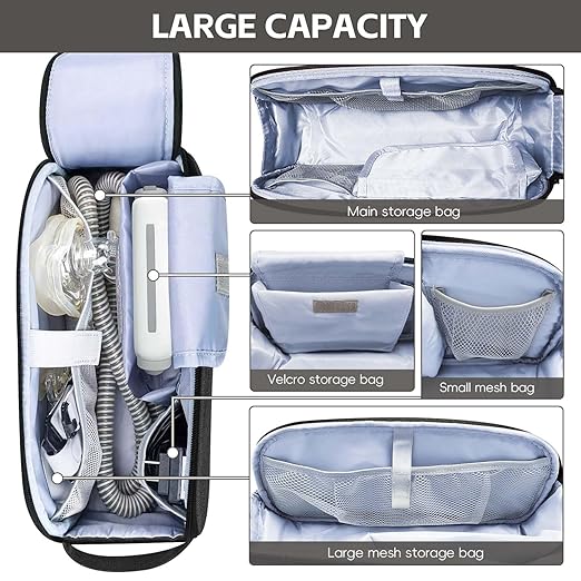 CPAP Travel Bag Compatible with ResMed AirMini Machine & Accessories, Portable CPAP Equipment & Supplies Carrying Bag, Compact CPAP Organizer Storage Bag with Compartments,Black (Bag Only)