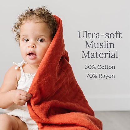 Natemia XL Muslin Baby Blanket - Ultra Soft, Breathable Baby Blankets for Girls, Boys, Parents - Newborn Essentials - Multi-Purpose Stroller Cover, Play Mat, Snuggly Throw Blanket - Cotton Rayon Blend