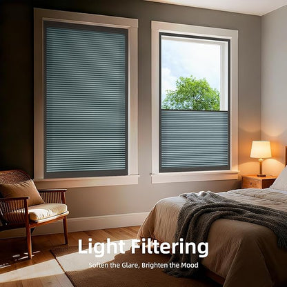 ZSTARR Motorized Skylight Shades Blackout Cellular Honeycomb Electric Blinds with Solar Panel Cordless Rechargeable with Remote for Roof and Slanted Windows Custom Size (LF Blue)