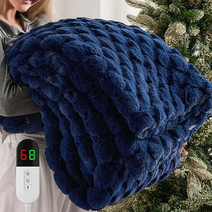 Homemate Electric Heated Throw Blanket - 50"x60" Luxury Faux Fur Heating Bed Blankets with 10 Heating Levels 8 Hours Auto Off Fast Heating Over-Heated Protection Ultra Soft Warm Flannel ETL Certified
