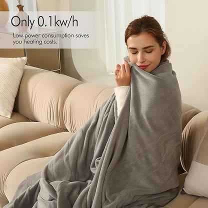 ESTINGO Heated Blanket Twin Size, Fast Heating Electric Blanket with Extremely Cozy Plush with 5 Heating Levels & 10 Hours Auto Off for Bedroom Office Couch, 62"x84", Light Gray