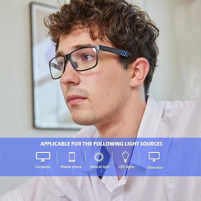 ANYLUV Blue Light Blocking Glasses Men Computer Gaming Glasses Lightweight Al-Mg Metal Anti Eyestrain Eye Protection