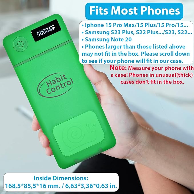 Timed Lock Box - Cell Phone Locker with Charger for Self-Discipline, Cell Phone Jail for Teachers, Time Locking Container to Limit Smartphone Addiction, Small Lockable Safe (Green)