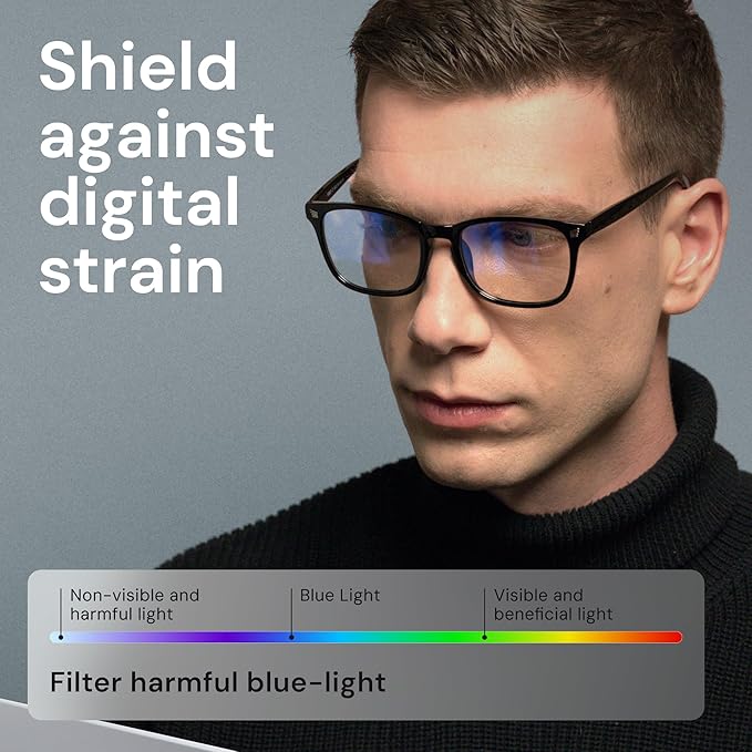 Blue Light Blocking Glasses - Fashion Square Eyeglasses, Anti UV Ray Computer Gaming Glasses Blue Blockers for Women/Men