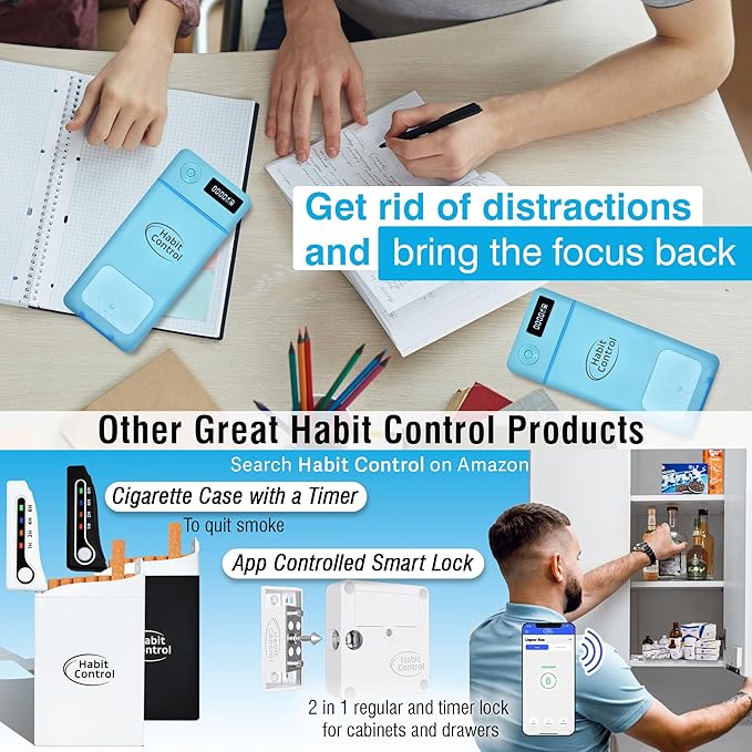 Cellphone Lock Box - Timer Locked Box for Self-Discipline, Portable Time Phone Safe Lock for iPhone and Android Mobile Phones, Lockbox for Cell Phones to Reduce Screen Time (Blue)