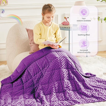 HOSUKKO Weighted Blanket - 10 lbs Purple Thciken Heavy Blanket - Small Size Breathable Comfortable Blanket(50 * 60 inches, 10 lbs)